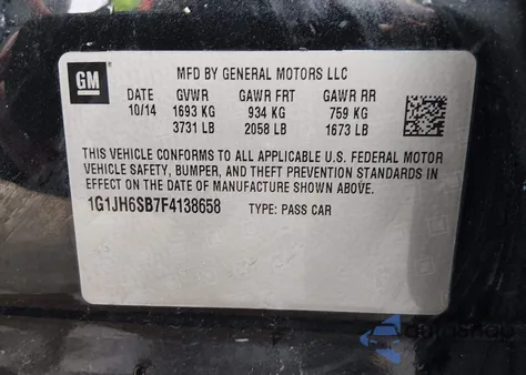 2015 Chevrolet Sonic Rs Manual z USA, uszkodzony, nr VIN 1G1JH6SB7F4138658